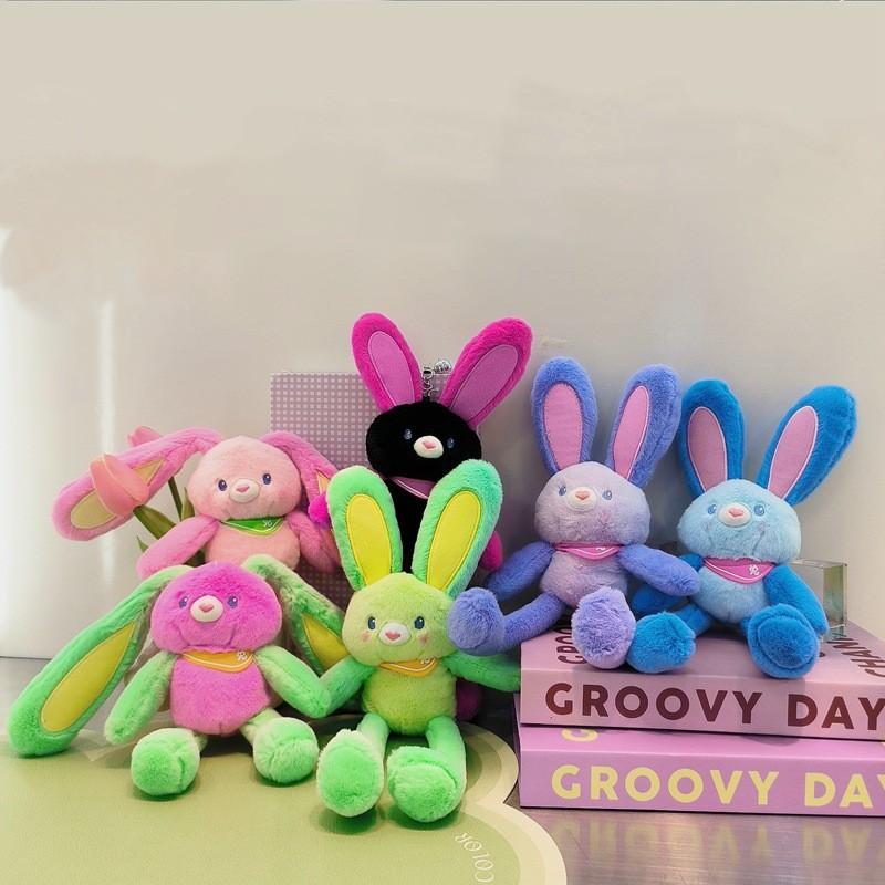 Jinnew Dopamine Plush Rabbit Keyring With Pull Out Design For Backpack Gift