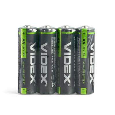 4 Pcs. Strong Alkaline Batteries Set Economic Foil Videx Aa Lr6 1.5V 2600 Mah
