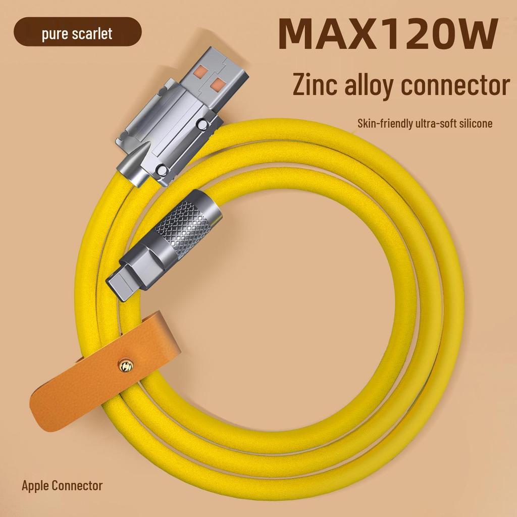 120W Zinklegierung Flüssig Weichgummi Schnelllade-USB-C-Kabel für Android