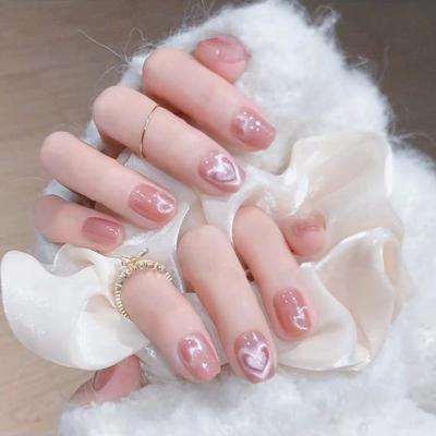 Pure Hand-made Phototherapy Nail Art, Heart-to-heart Printing, Wearable Nail Products, Reused Nail Art Patches To Show Whiteness