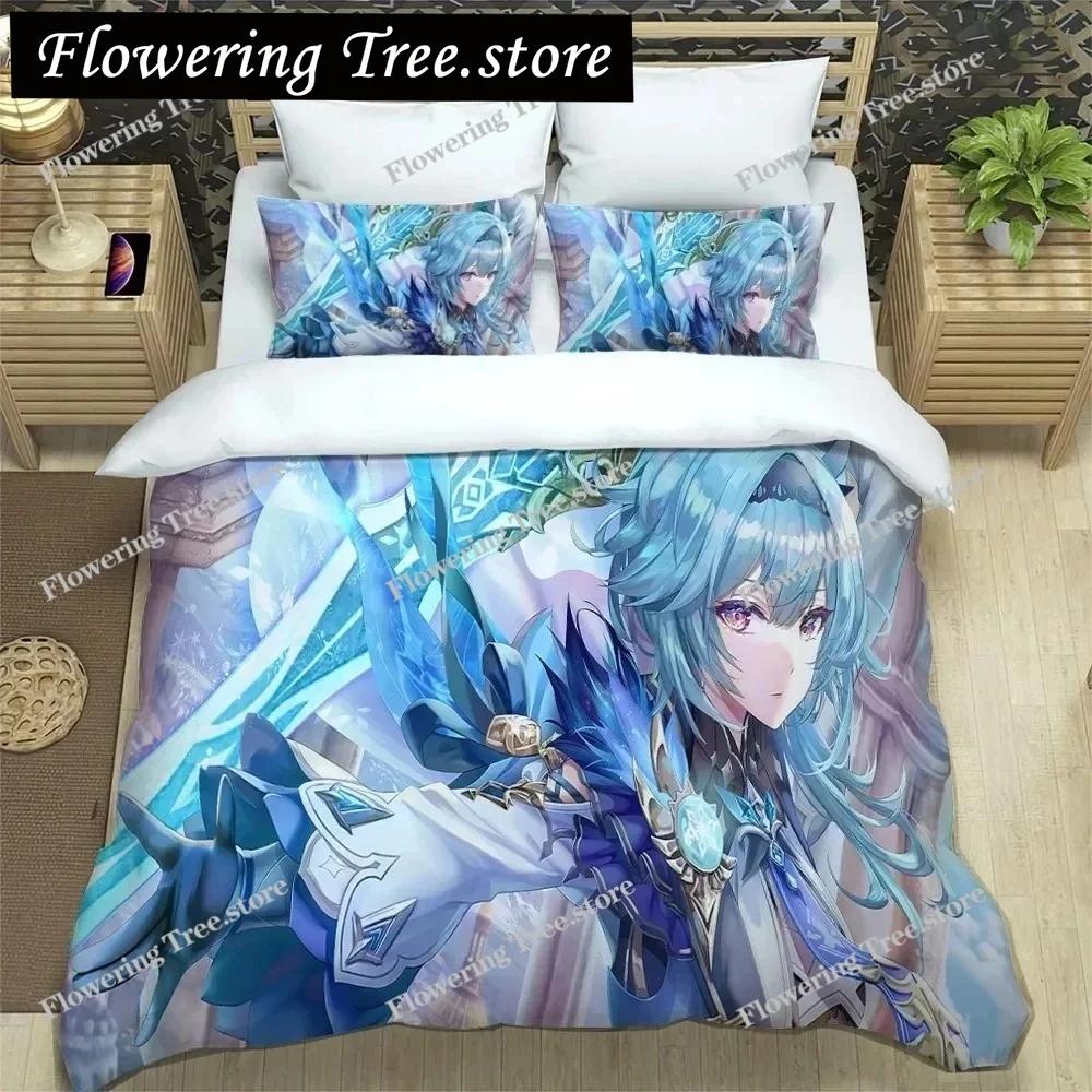 3D Anime Genshin Impact Bedding Set,Duvet Cover Comforter Bed Set Quilt Cover Pillowcase,King Queen Twin Size Boys Girls Adults