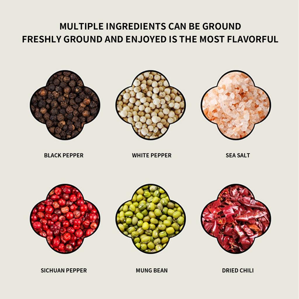 Electric And Pepper Grinder Set, USB Rechargeable, Automatic Pepper Mill Grinder Adjustable Coarseness, 40ml Container, One-Button Control