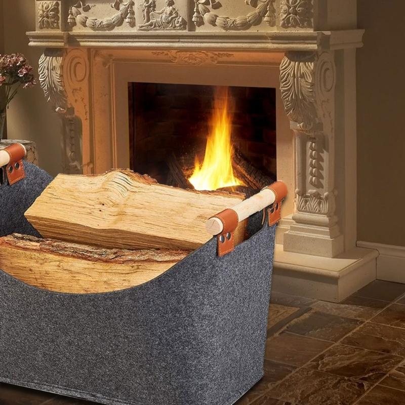 Contemporary Felt Wood Storage Bag Large Capacity Firewood Carriers Essential for Warm Fireplaces and Outdoor Activities