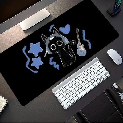 Kawaii Black Cat Mouse Pad   Pc Gamer Computer Accessories Mousepad Gaming Laptop Keyboard Carpet Large Desk Mat Rug