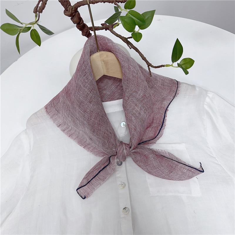 Thin Cotton And Linen Solid Color Square Scarf Plaid Square Scarf Women'S Summer Neck Protection Small Silk Scarf Accessories Small Scarf