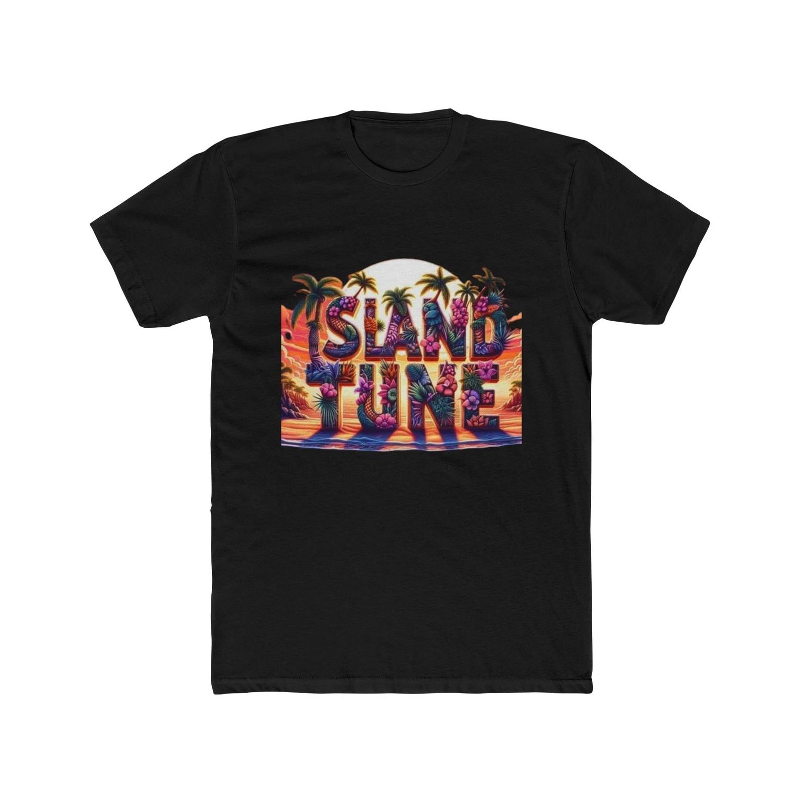 Island Tune T-Shirt | Tropical Palm Sunset Graphic L