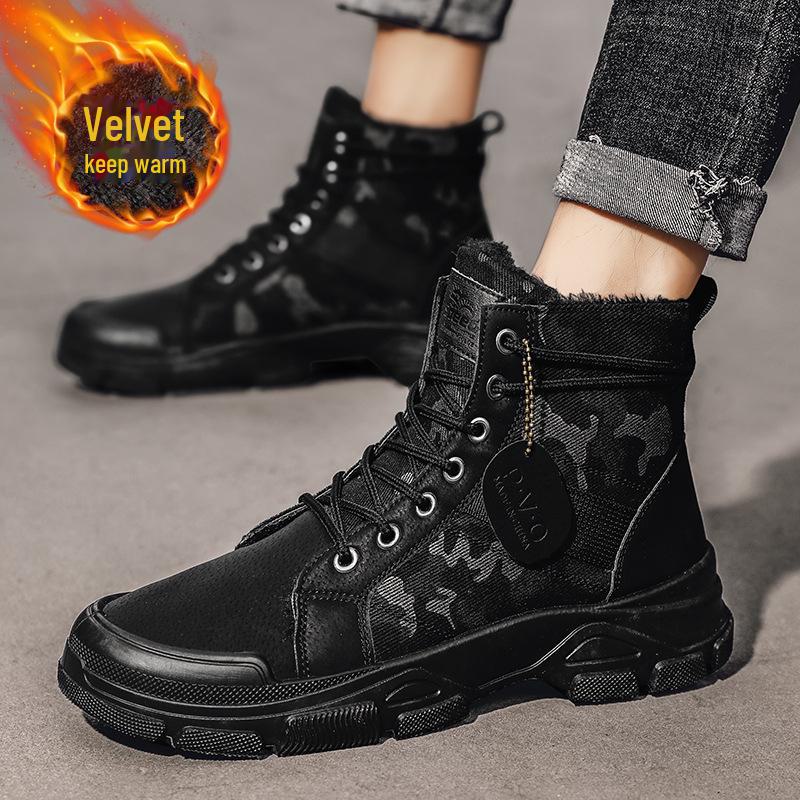 Men's Winter Camouflage Cotton Boots: Trendy, Warm, Casual Martin Desert Boots