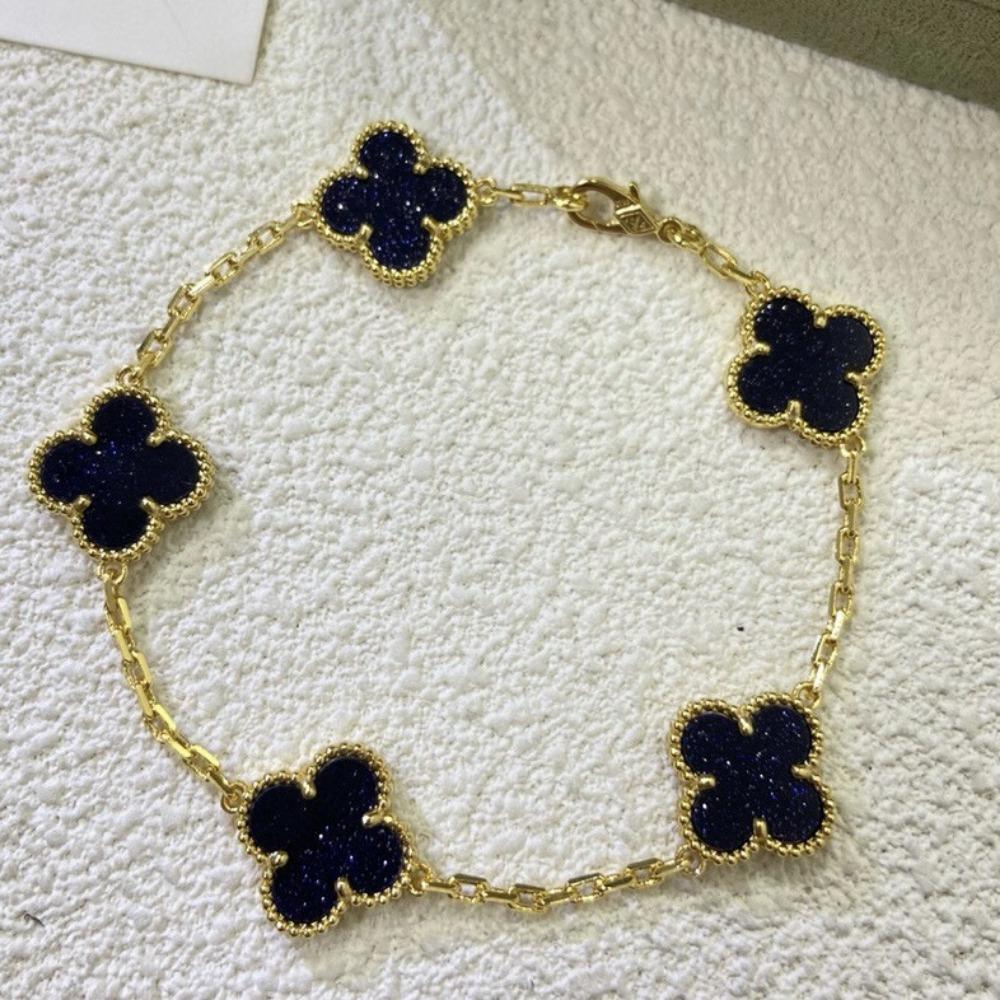 Hochwertiges Kleeblattarmband für Damen Fünf-Blüten-Armband mit natürlichem weißen Perlmutt und rotem Karneol