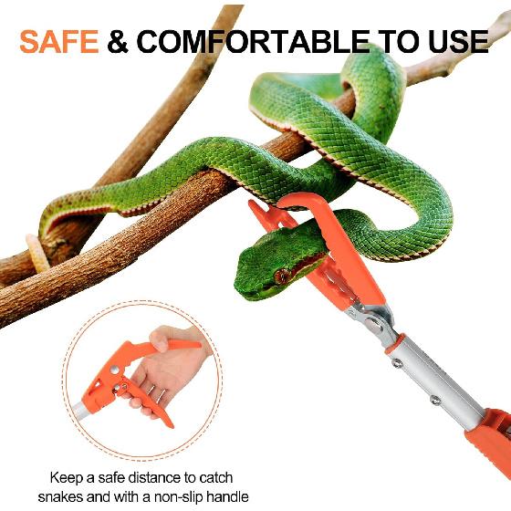 Kalkal 60" Snake Grabber Tool, Professional Aluminum Alloy Telescopic Rattle Snake Tongs, Reptile Grabber Snake Catcher Wide Jaw Pick-up Handling