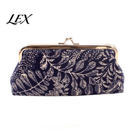 Coin Holder with Leaf Printed Purse, Kiss-lock Closure, Floral Lining Compact Tear-resistant Purse Canvas Wallet, for Coins Cards Jewelry Storage
