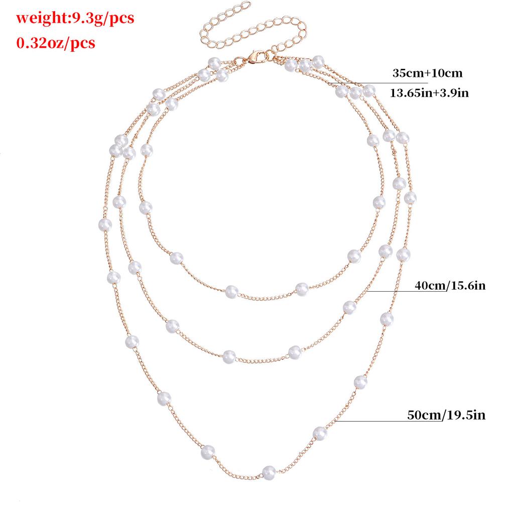 Simple geometric fine chain pearl multi-layer necklace, personalized light luxury pearl necklace