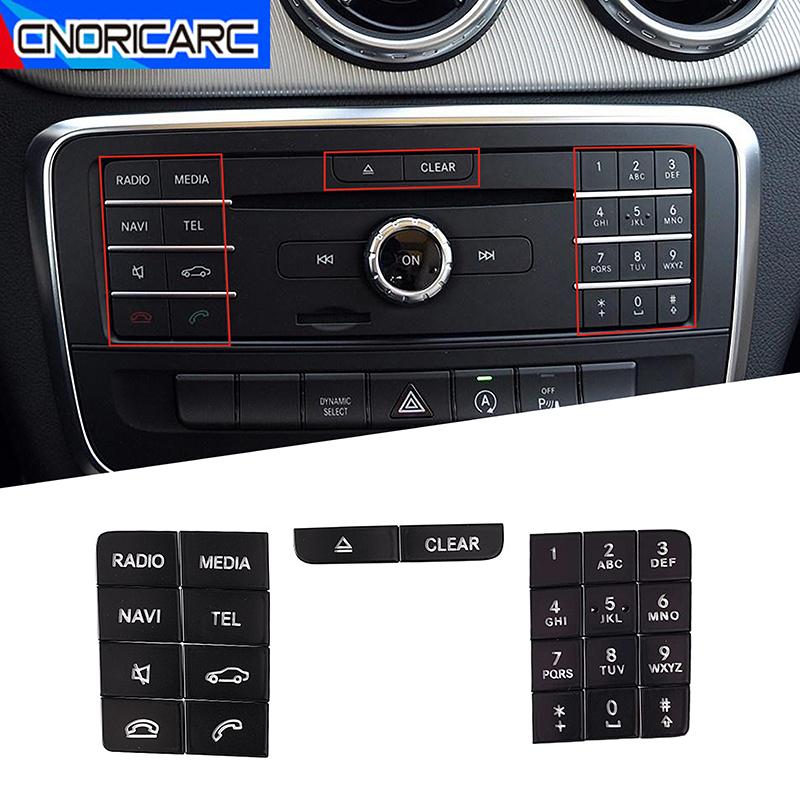 For Mercedes Benz CLS W218 GLA X156 2014-2016 Car Central Control Multimedia CD Button Cover Black Stickers Interior Accessories