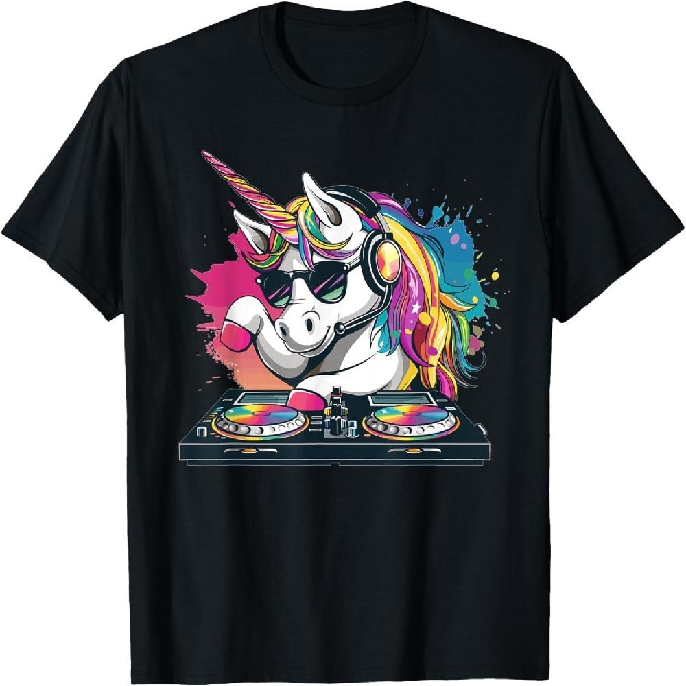 

Cartoon Unicorn DJ T-Shirt XXXXXL чорний