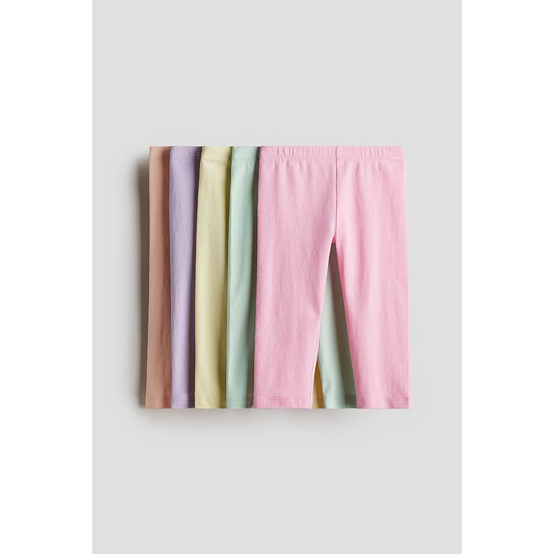 

HM Children s Girl Leggings 5 Pack 2025 Autumn New Arrival Soft Stretch Multi-Color Cropped Leggings 0840933 Pink/Mint Green 90/50((1 ½-2Y))