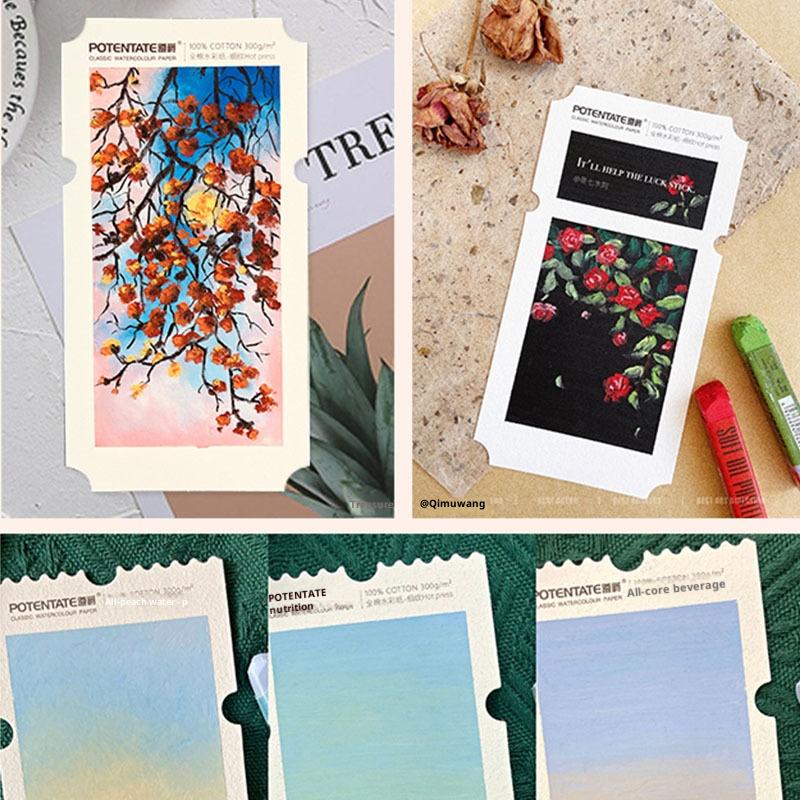 A4/A5/A6 10-20 Sheets Art Watercolor Paper 300 Gsm Thick Textured Cotton Paper Deckled Edge Handmade Paper for Painting Postcard