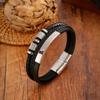 Herrarmband i flätat läder, flerskiktad design med texturerade legeringsdetaljer, Streetwear-manschettarmband, Ny trendig punkig, edgy stil