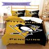 Set Biancheria da Letto con Motivo Logo Pittsburgh Penguins Copripiumino Federa Decorazione per la Casa Regalo (1 * copripiumino + 2 * federa, senza nucleo)