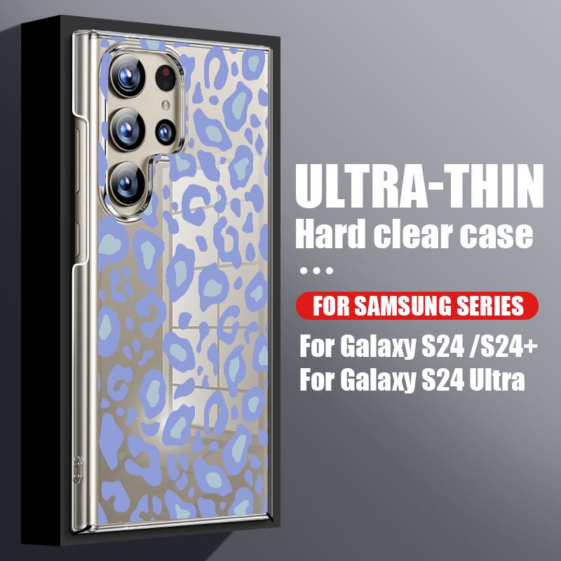 For Samsung S24 Ultra S23 Plus S21 S20 FE A54 A52 A34 Cover Shockproof Stylish Slim Leopard Pattern Hard Clear PC Phone Case
