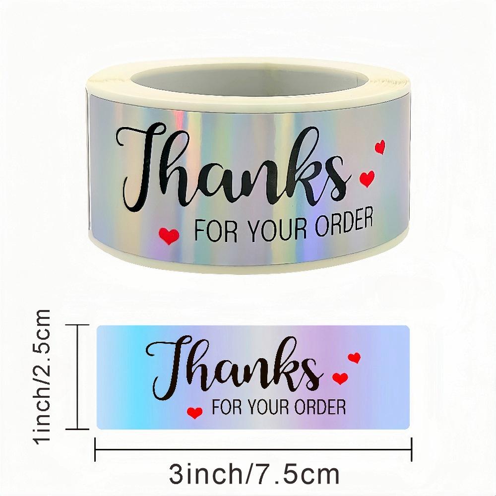 120 Pieces, Rectangular, Laser Silver, Thankyou, Sealing Sticker, Rainbow, Roll Up, Gift Decoration Sticker