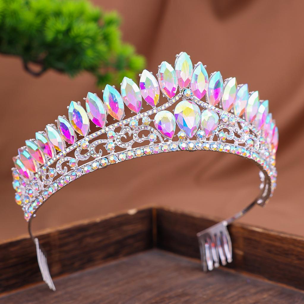 The Bride's Luxurious Full Diamond Crown Headwear  Wedding Dress  Headband Accessory Princess Shaped Crown Alloy Hair Accessory