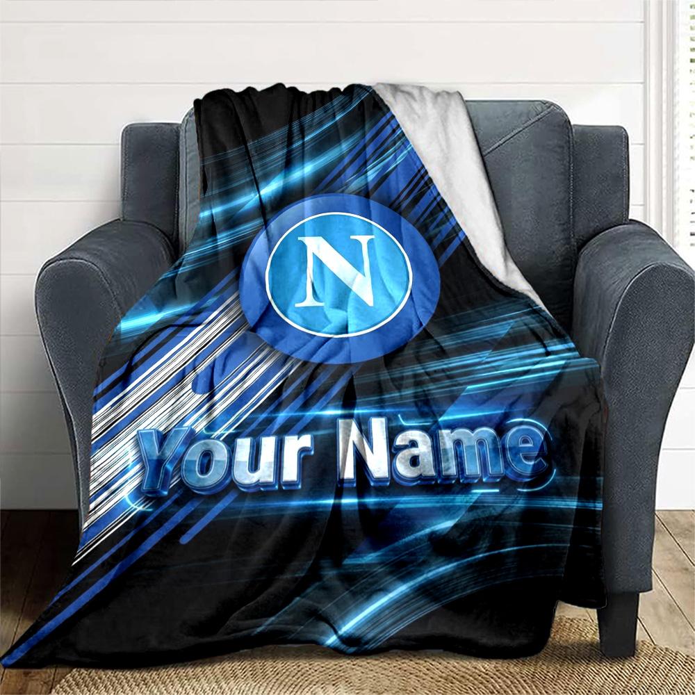 Name Custom SSC Napoli Logo Print Flannel Blanket High Quality Warm Comfortable Cover for All Seasons Perfect for Gifts Home Decor