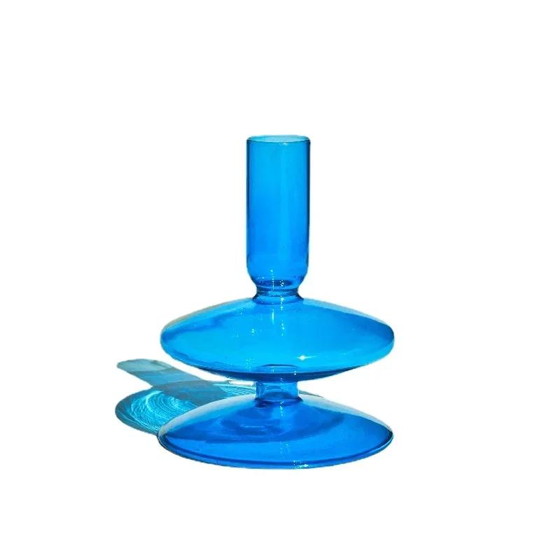 Decorative Candle Holders Colorful Glass Flower Vase for Home Decoration Wedding Decoration Centerpieces Candlestick Gift
