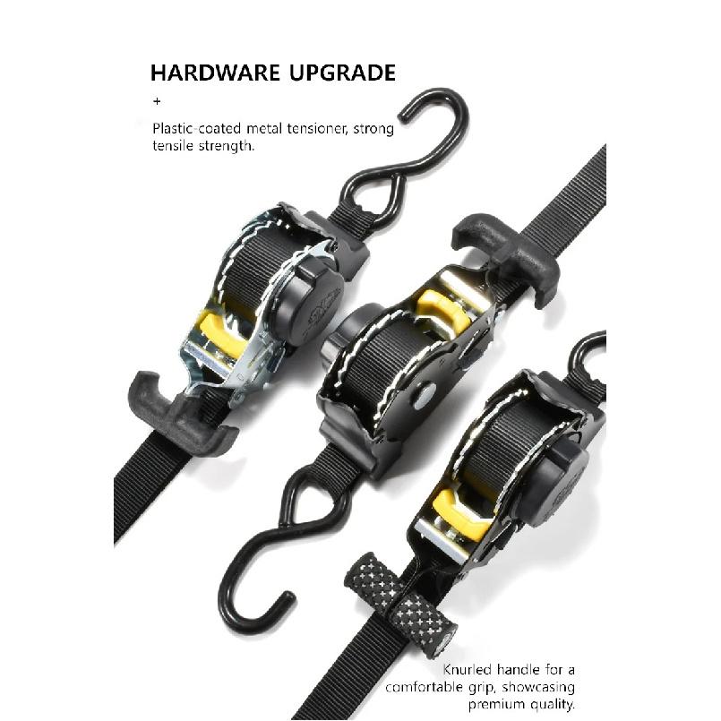 NovaAcc Retractable Ratchet Tie Down Strap for Heavy Duty Ratchet Straps 680KG Quick Release Motorcycle Car Cargo Luggage
