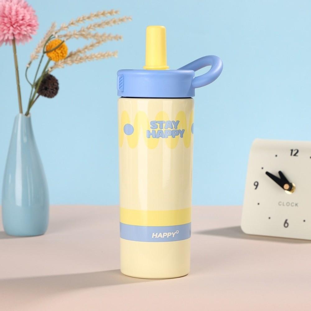 600ml Straw Cup Leak-Proof Vacuum Flask Stylish Stainless Steel Insulated Cup  Outdoor