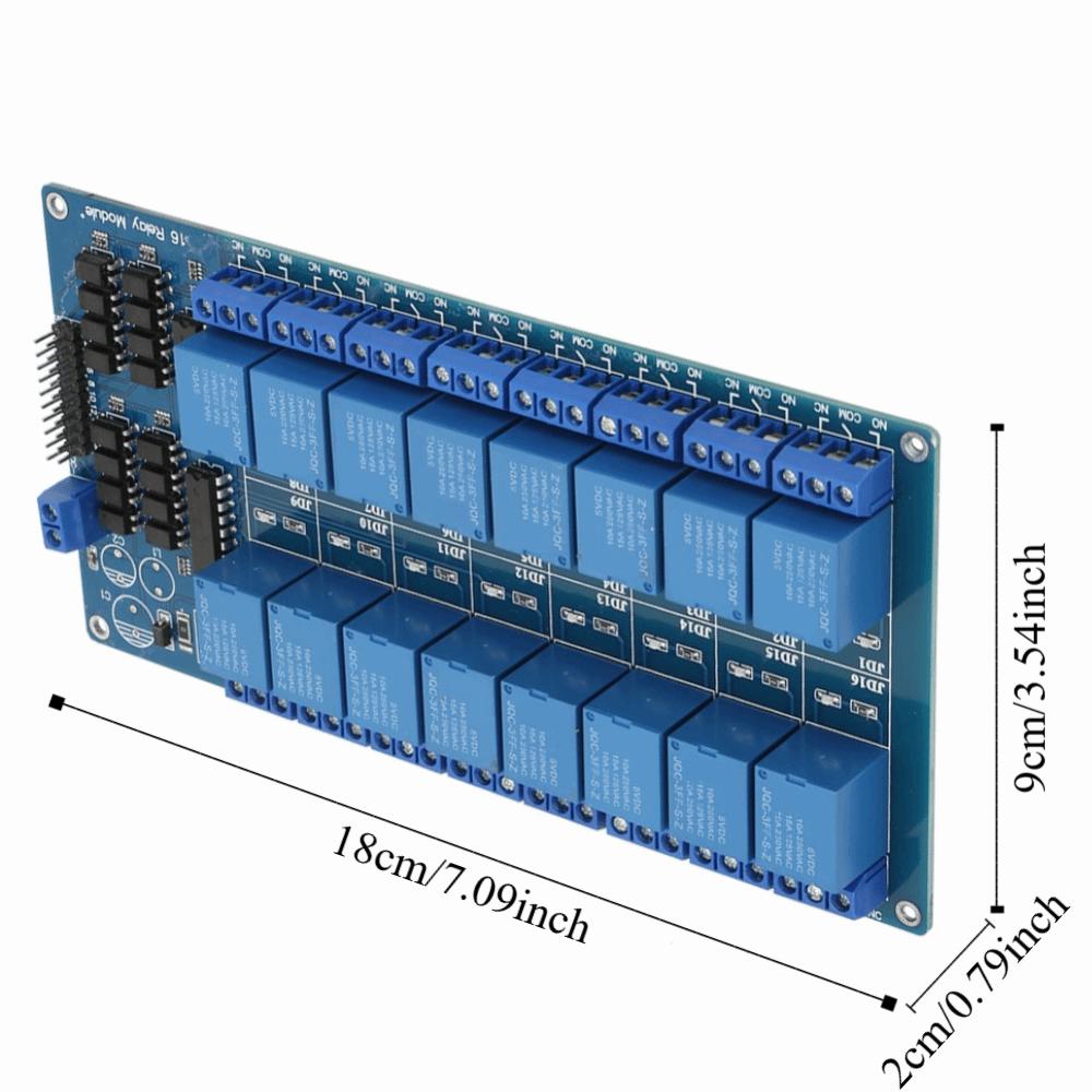 16-channel Relay Module with Optocoupler Protection 5V 5V Relay Module 180 *90 *20mm LM2596S Chip Relay Control Board