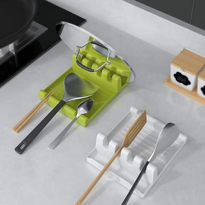 Pot Lid Holder Stand Utensil Rest for Stove Top, Spatula/Ladle/Spoon Rest with Drip Pad & Cooking Utensil Holder, Multifunction Kitchen Spatula Rack