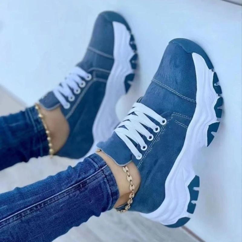 2025 Women Vulcanized Shoes Platform Shoes for Women Solid Color Suede Womens Sneakers Comfortable Casual Zapatillas Footwear