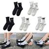 Fashion Harajuku Middle Tube Frilly Socks Women Girls School Student Cute Pearls Bowknot Ruffke Trim Cotton Ankle Socks
