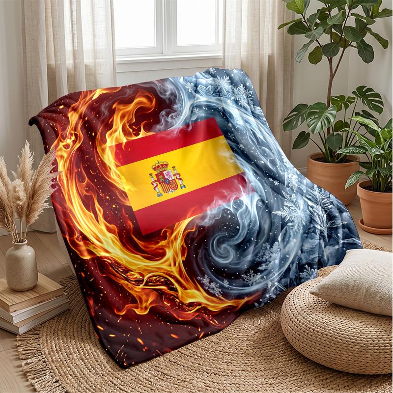 Spanien Fußball Bedruckte Flanelldecke Hautfreundlich Warm Dekorativer Überwurf für Innen Couch Bett Tägliche Nutzung