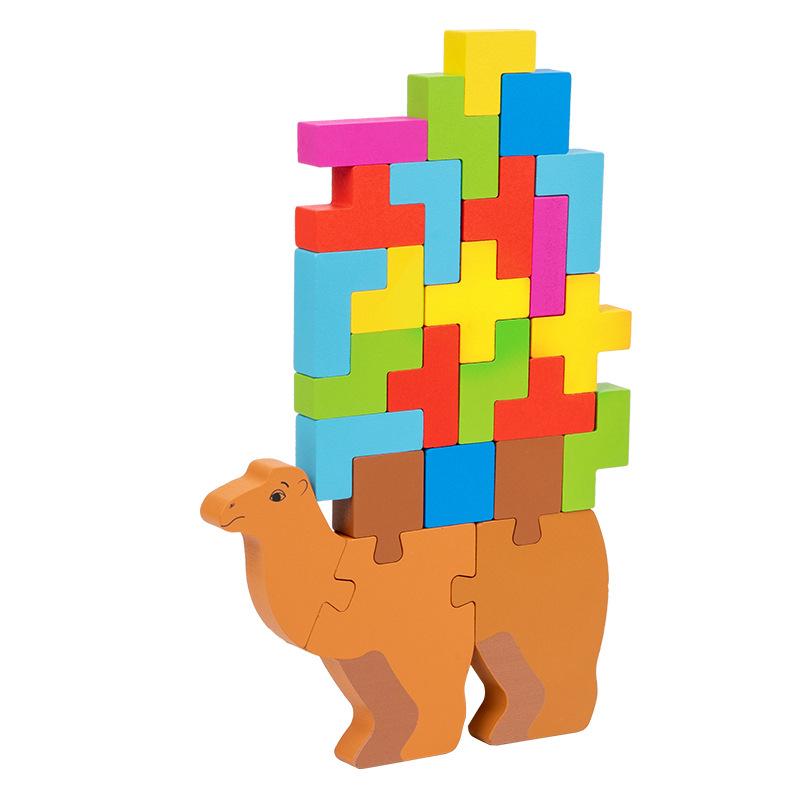 

Wooden Young Children S Camels Stacked High Stacked Music Color Cognition Three-Dimensional Russian Puzzle Building Block