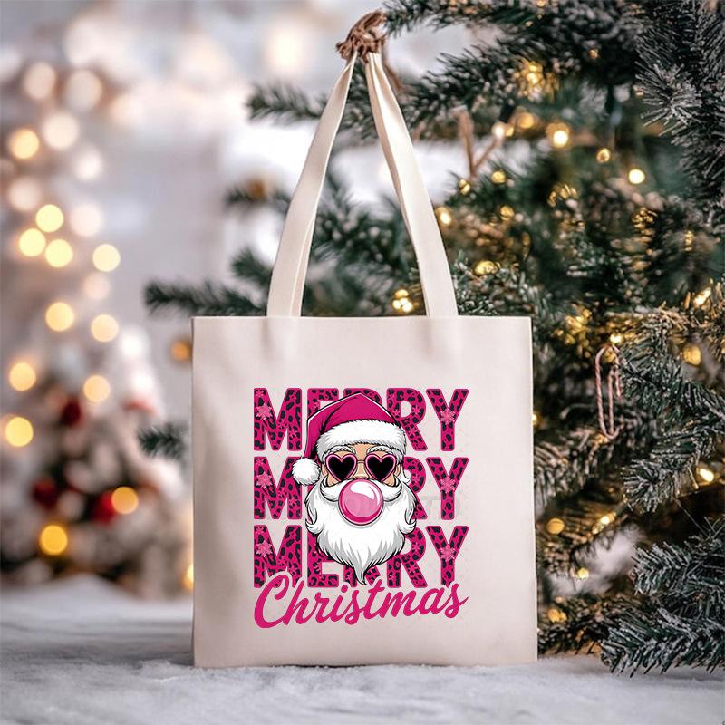 Christmas Christmas Printed Canvas Bag Large Capacity Casual Trend Student Shoulder Bag Tote Bag