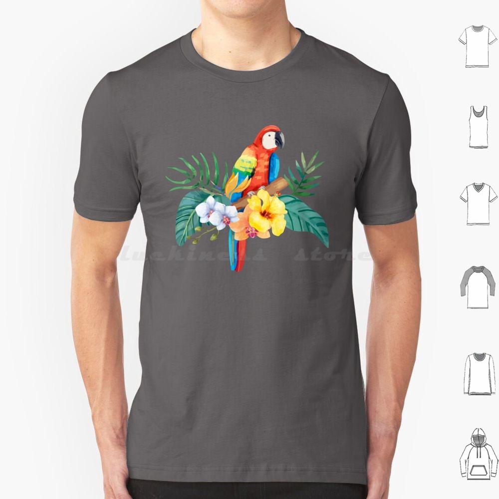 Tropical Parrot T Shirt Cotton Men Women DIY Print Parrothead Buffett Shark Tropical Volcano Parrot Margaritaville Beach