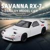 1/24 Mazda RX7 Initial D Diecast Alloy Model Car Metal Sound and Light Model Cars Boys Gifts for Children Hobby Collection