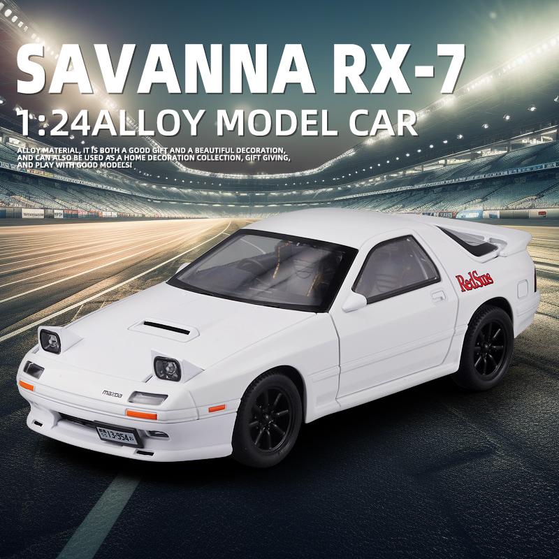 1/24 Mazda RX7 Initial D Diecast Alloy Model Car Metal Sound and Light Model Cars Boys Gifts for Children Hobby Collection