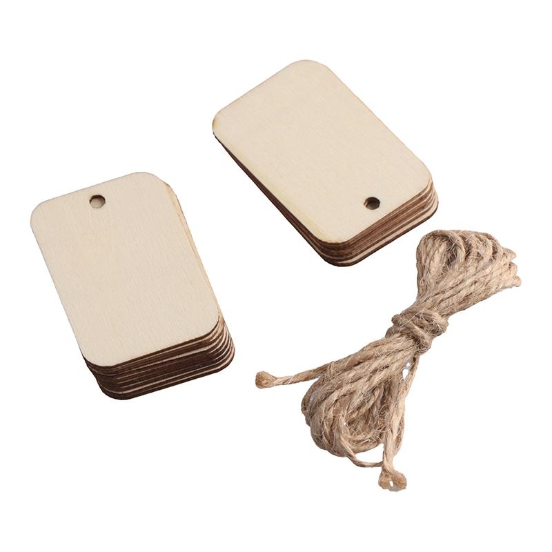 50Pcs Ornament Wood Planks Tags Wooden Hanging Labels Sheet Diy Engraving Crafts