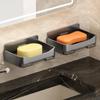 Bathroom Soap Holder Free-Punching Wall Mounted Soap Sponge Holder Organizer Double Drainage Soap Dish Bathroom Accessories