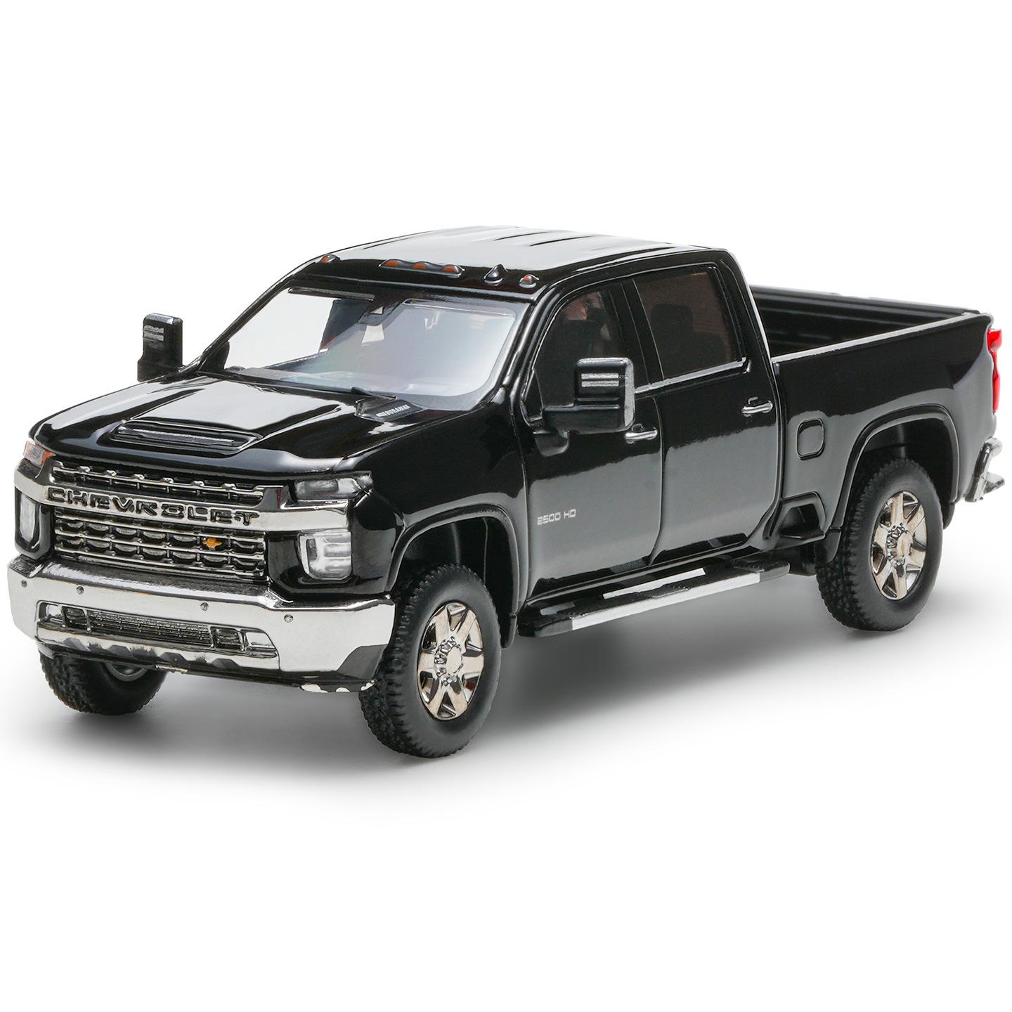1/64 Silverado HD 2020 Legierung Pickup-Auto Modell Druckguss Metall Geländefahrzeuge Auto Modell Simulation Miniatur Maßstab Kinderspielzeug Geschenk schwarz