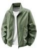 Men's Lightweight Stand-Up Collar Jacket, Multi-Pocket, Loose Fit, Plus Size, Spring/Autumn for Middle-Aged & Elderly.
