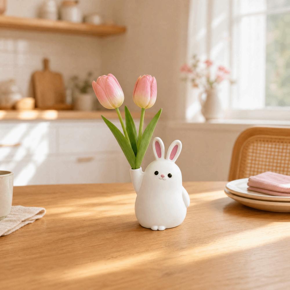 Kawaii Succulent Planter 3D Printed Small Flower Pot Creative Plastic Rabbit Vase  Bedroom