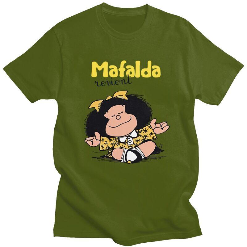 Custom Quino Comic Cartoon Mafalda T Shirts for Men 100 Cotton Tee Tops Tshirts Short Sleeve Casual Tshirt Clothes
