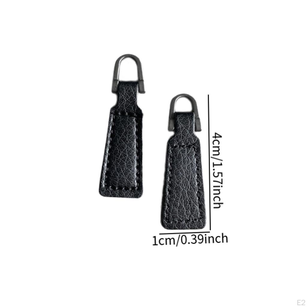 2Pcs Zipper Pulls Pullers PU Leather Decorative Parts for Repair Zip Puller Tag