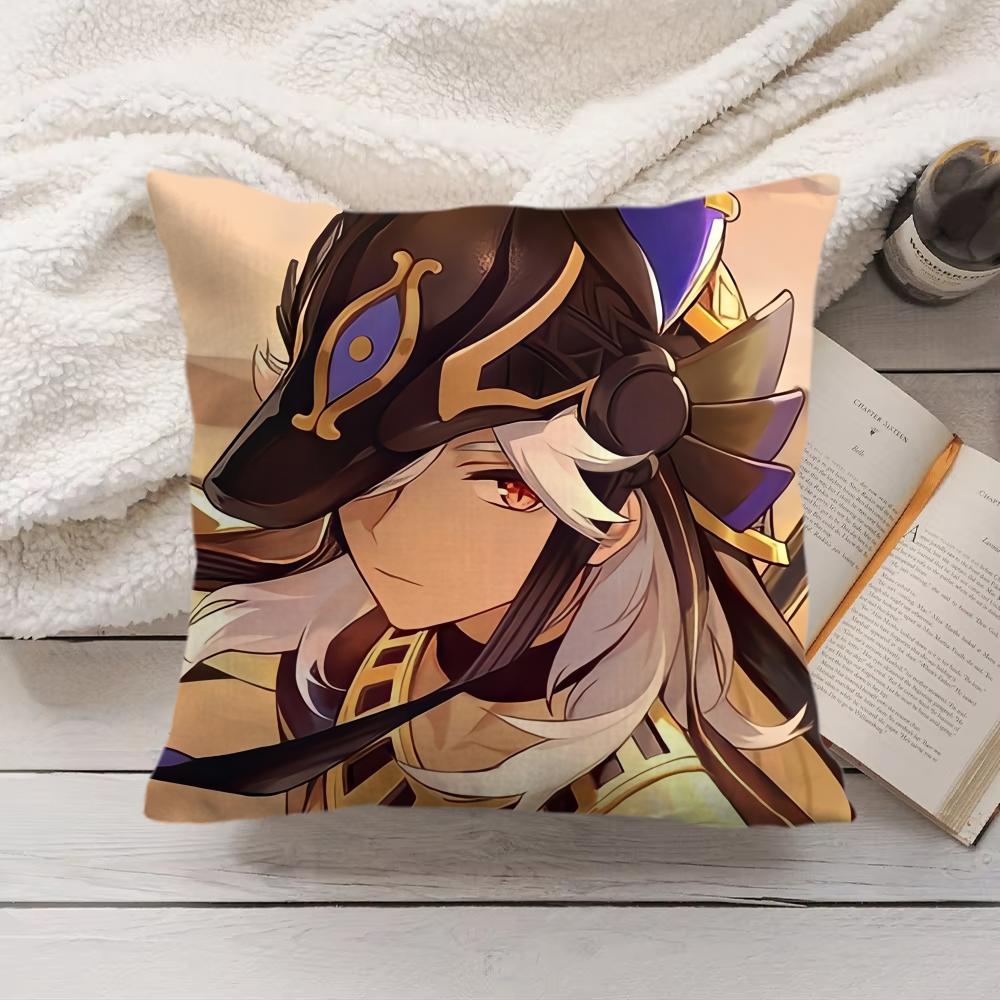 Cyno Genshin Impact Cute Cushion Cover Silky Short Plush Invisible Zipper Dustproof Sofa Pillow Case For Home Decor
