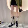 New Embroidery Women Western Cowboy Boots Slip On Thick Heels Knight Long Booties Retro Style Autumn Winter Female Shoes