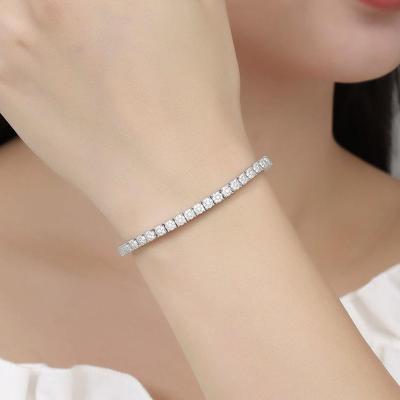 Klassiek Vierkant Kristal Volledig Diamant Tennisarmband - Modieus Enkele Rij Sieraden Accessoire