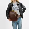 COACH Kisslock Leather Clutch Handbag Large Women's Dark Brown CBR51-B4DB