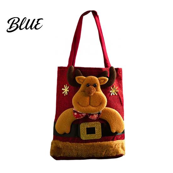 Decorative Christmas Party Favor Bags Tote Bag Santa/Snowman/Elk/Bear 3D Doll Decor Thick Cloth Holiday Candy Treat Holders Fabric Storage Pouch for